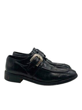 Vintage Y2K Guess Leather Buckle Loafers 9 Chunky Dress Shoes Made in Italy
